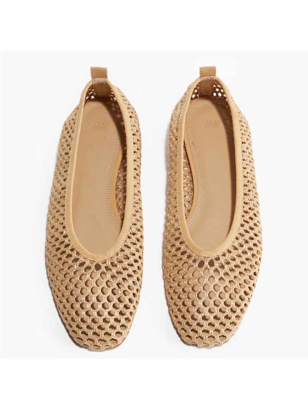 H&M Beige Woven Ballet Flats, Size 37